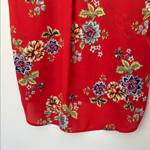 Pleione Red Relaxed Notched Collar Blouse - Picture 5 of 6